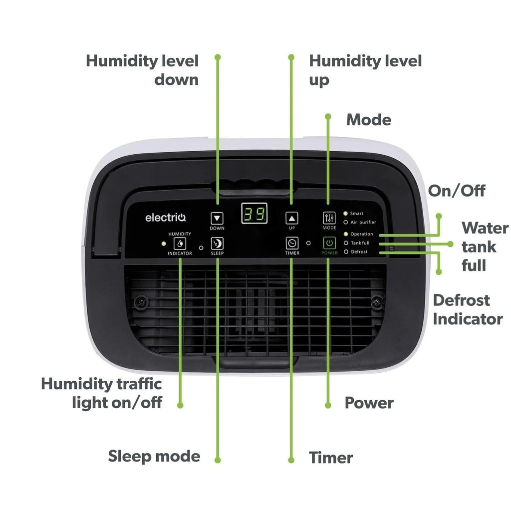 Electriq 12L Portable Dehumidifier Great for 3 Bed Homes