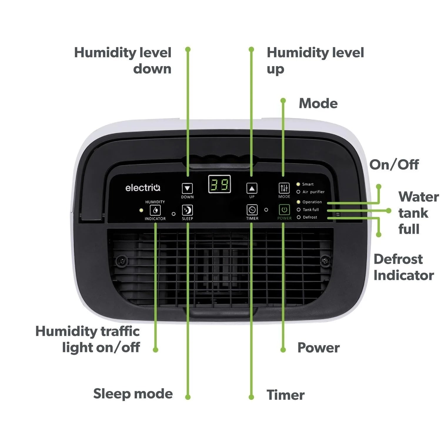 Electriq 12L Portable Dehumidifier Great for 3 Bed Homes